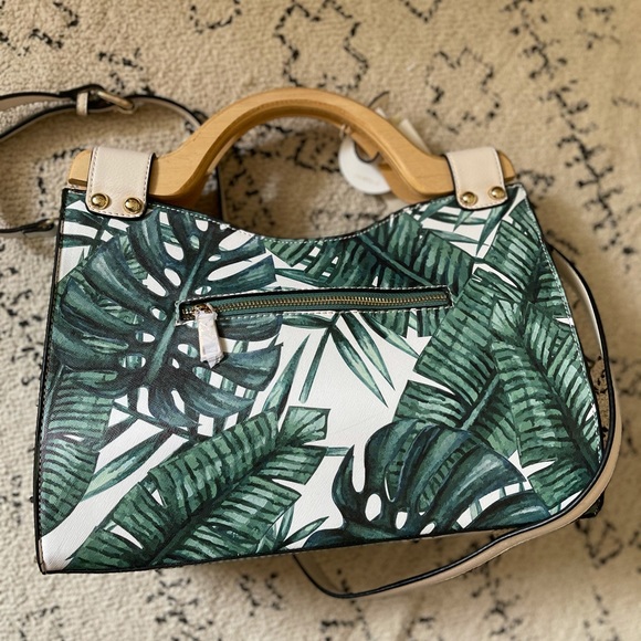 NWT Beatiful boho tropical leaf wood purse - Picture 3 of 10